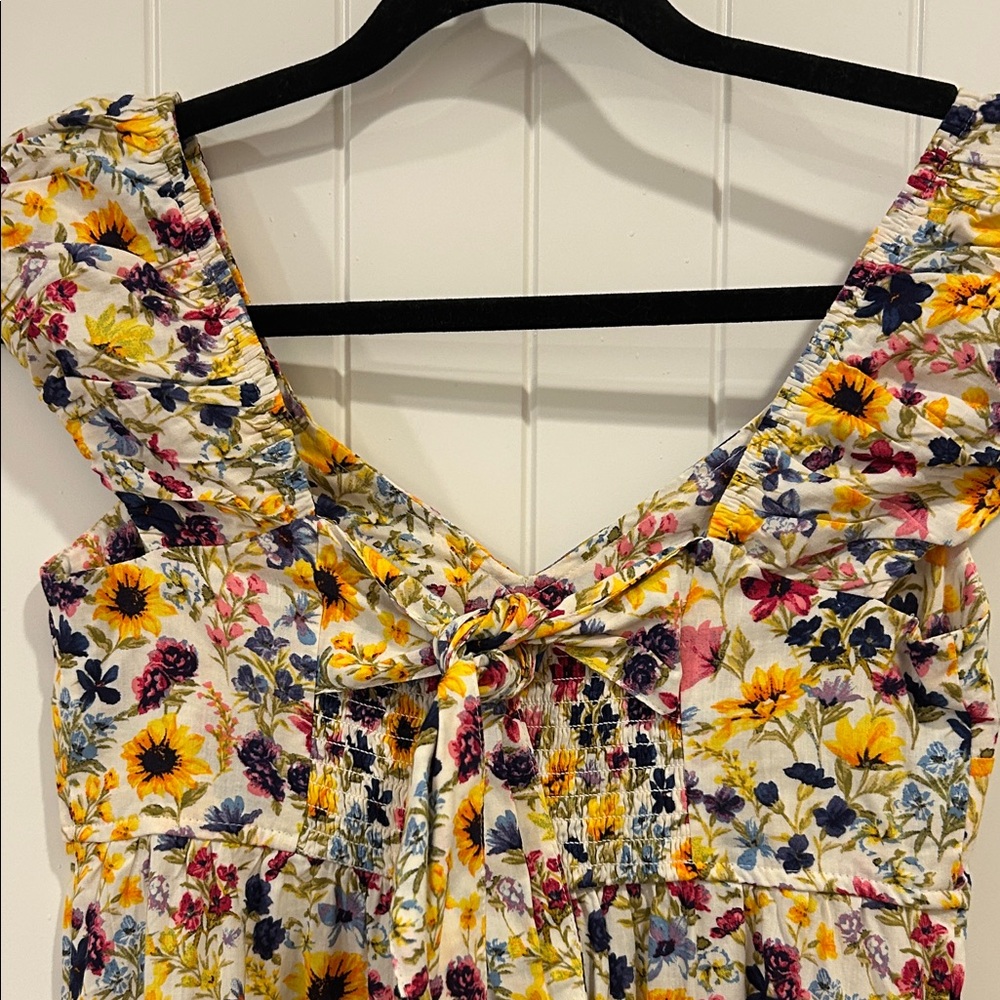 Old Navy Yellow Floral Tiered Midi Dress - Picture 6 of 7